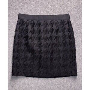 Ann Taylor LOFT Black Houndstooth Jacquard Mini Skirt - Size 14